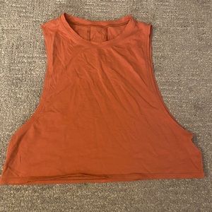 lululemon cropped workout tank, red orange color